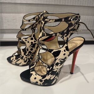 Giuseppe Zanotti, black & white snake-embossed leather upper & red heel Size 37